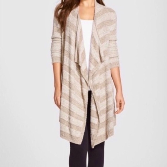 BAREFOOT DREAMS Bamboo Chic Lite Calypso Wrap Stripe Cardigan Sweater Large XL - Picture 1 of 12